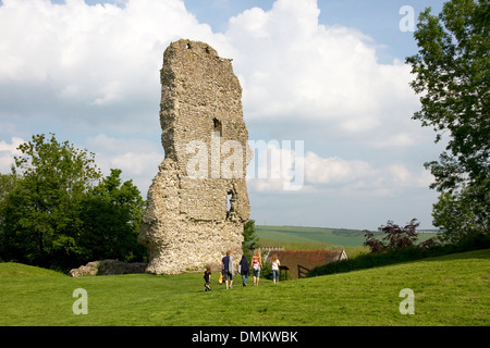 Ruines de Bramber Castle (Norman), Bramber village, West Sussex, Angleterre, Royaume-Uni. Banque D'Images
