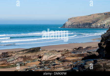 La plage au nord de Trebarwith Cornwall, UK Banque D'Images