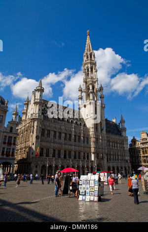 Hôtel de Ville de Bruxelles situé sur la Grand Place. Banque D'Images