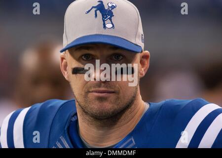 Indianapolis, IN, USA. Le 15 décembre, 2013. Indianapolis Colts Quarterback Matt Hasselbeck (8) avant le match de la NFL entre les Houston Texans et les Indianapolis Colts au Lucas Oil Stadium à Indianapolis, IN. Les Indianapolis Colts défait les Texans de Houston 25-3. Credit : csm/Alamy Live News Banque D'Images