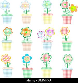 Fleurs en pot colorful vector set Illustration de Vecteur