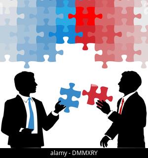 Tenir les gens d'affaires collaboration solution puzzle Illustration de Vecteur