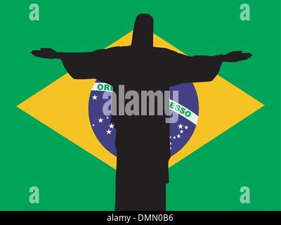 Silhouette de Rio de Janeiro, le drapeau brésilien background Illustration de Vecteur