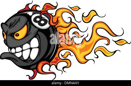 Billard 8 Ball Flaming Face Image vectorielle Illustration de Vecteur