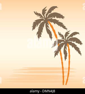 Plage tropicale avec palmiers Illustration de Vecteur