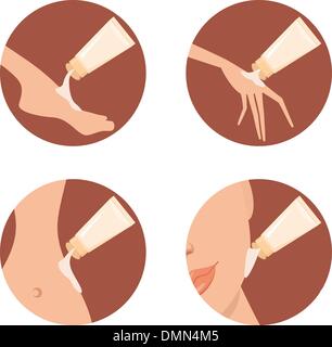 Les icônes de cosmétiques. Crèmes pour différentes parties d'un corps Illustration de Vecteur