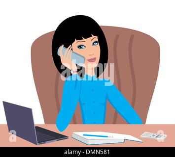 Business femme parle au téléphone Illustration de Vecteur