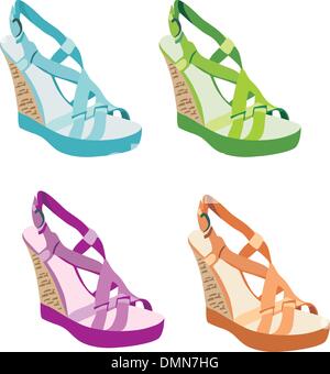 Les chaussures de femmes. Sandales Womanish sur fond blanc Illustration de Vecteur