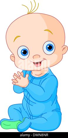 Cute baby boy clapping hands Illustration de Vecteur