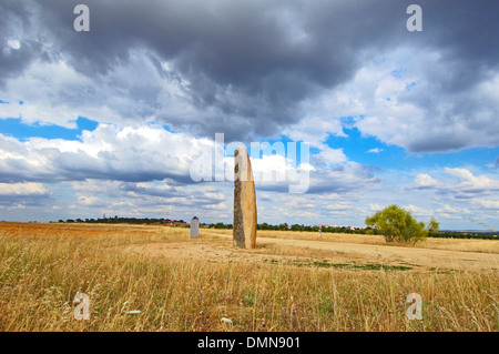 Outeiro Menhir, site mégalithique près de Monsaraz, Nathalie, district d'Evora, Alentejo, Portugal, Europe Banque D'Images