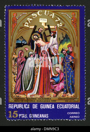 Guinée Équatoriale, timbre-poste, courrier, poste, timbres, timbres,Descente de Croix Banque D'Images