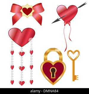 Ensemble de coeurs d'amour. Illustration de Vecteur