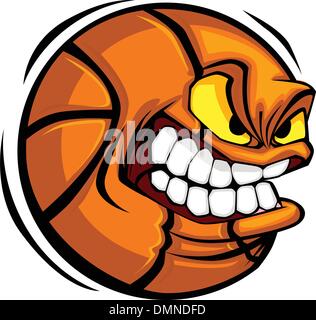 Basket-ball Ball Cartoon Face Image vectorielle Illustration de Vecteur