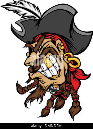 Mascotte pirate avec chapeau Cartoon Image vectorielle Illustration de Vecteur