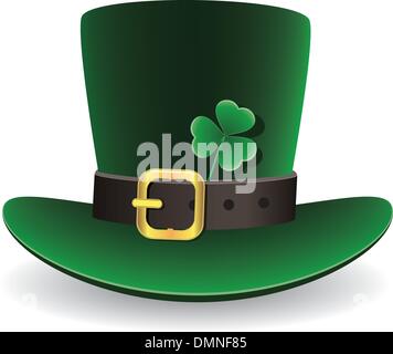 Vector green le jour de la Saint Patrick chapeau avec clover Illustration de Vecteur