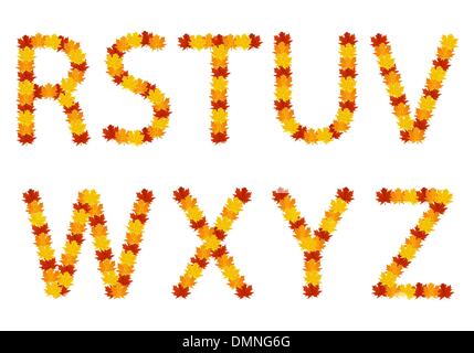 Les feuilles d'automne lettres alphabet Illustration de Vecteur