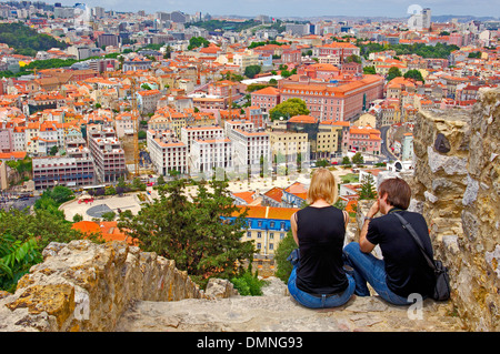Lisbonne, vue depuis le Château Saint-Georges, le Portugal, l'Europe Banque D'Images