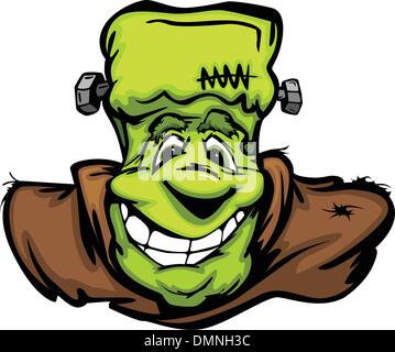 Happy Halloween Frankenstein Monster Head Vector Cartoon illustr Illustration de Vecteur