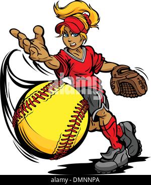 Football Softball Pitching softball balle rapide Vector JE Illustration de Vecteur