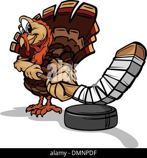 Vacances de Thanksgiving Turquie Hockey Cartoon Vector Illustration Illustration de Vecteur