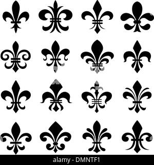 Fleur de lys classique jeu de symboles Illustration de Vecteur