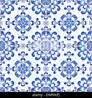 Blanc-bleu motif transparent gzhel Illustration de Vecteur