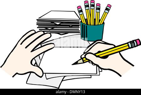 Attire la main d'un crayon sur le dessin Illustration de Vecteur