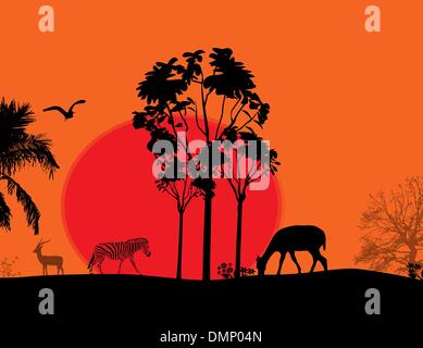 Afrique / safari - des silhouettes d'animaux sauvages Illustration de Vecteur