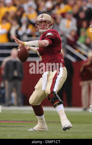 17 octobre 2009 - Chestnut Hill, Massachusetts, États-Unis - 17 octobre 2009 : Boston College quarterback Dave Shinskie (15) (Crédit Image : © Geoff Bolte/ZUMApress.com) Southcreek/mondial Banque D'Images