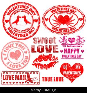 Timbres de Saint-Valentin Illustration de Vecteur