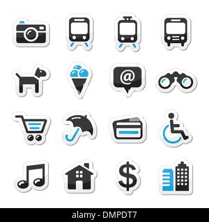 Voyage Tourisme et transport - vector icons set Illustration de Vecteur