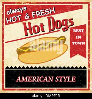 Hot dog grunge Vintage poster Illustration de Vecteur