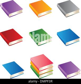 Ensemble de livres de différentes couleurs Illustration de Vecteur