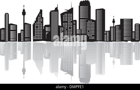 Paysage de ville, silhouettes de maisons black Illustration de Vecteur