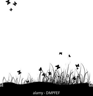 Quelques baisers sur un pré, silhouette noire Illustration de Vecteur