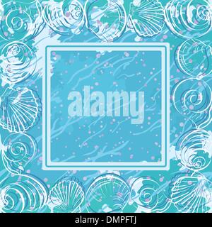 Les coquillages marins et le cadre de contour Illustration de Vecteur
