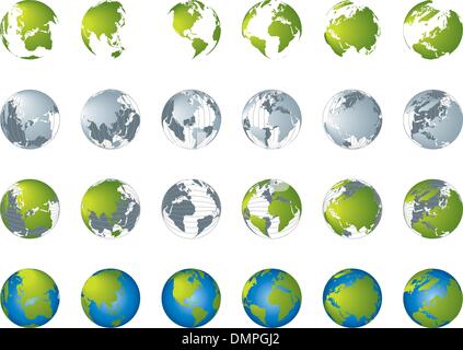 Carte du monde, globe 3D series Illustration de Vecteur