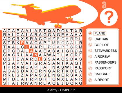 Avion, jeu de recherche de mot Illustration de Vecteur