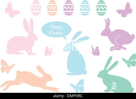 Lapins de Pâques et les oeufs, vector set Illustration de Vecteur