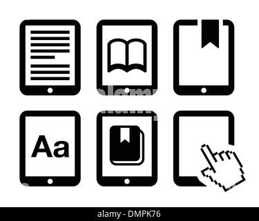 E-book reader, e-reader vector icons set Illustration de Vecteur