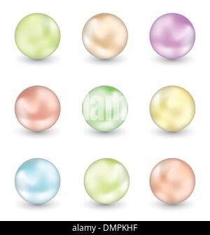 Groupe de perles colorées isolé sur fond blanc Illustration de Vecteur