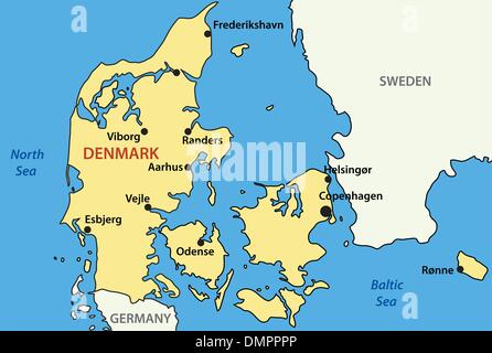 Carte vectorielle du Danemark Illustration de Vecteur