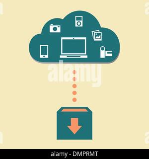 Cloud avec des appareils électroniques. Illustration de Vecteur