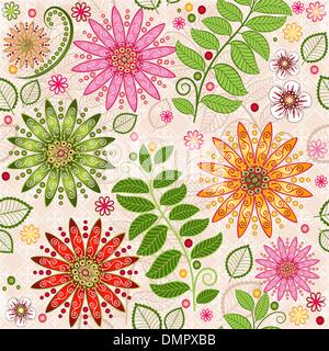 Motif floral transparent coloré printemps Illustration de Vecteur