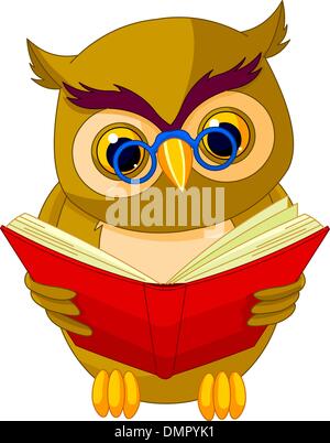 Wise Owl Cartoon Illustration de Vecteur