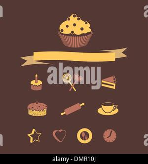 icônes de gâteaux Illustration de Vecteur