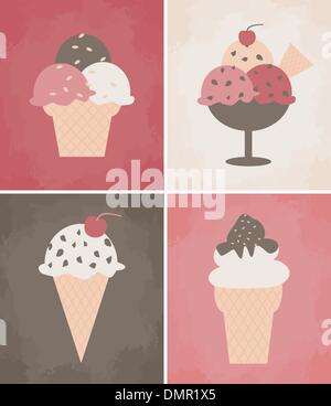 Collection d'affiches de la crème glacée Illustration de Vecteur