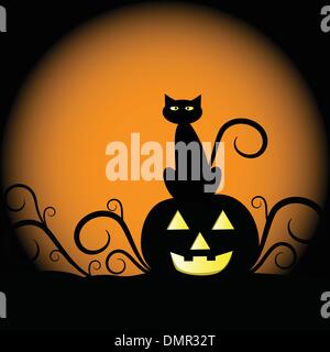 Citrouille et chat Illustration de Vecteur