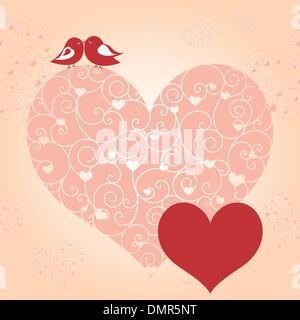 Résumé rouge coeur rose inséparable valentine Greeting card Illustration de Vecteur