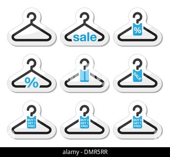 Vendre, acheter 1 get 1 free hanger icons set Illustration de Vecteur